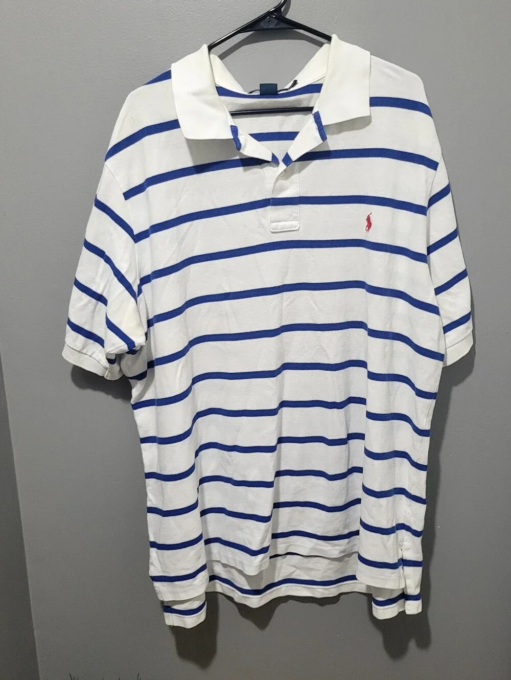 Ralph Lauren By Polo White & Blue Striped Collar Pullover Sz 2xlt
